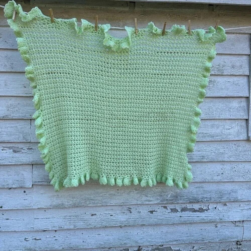 Handmade hand crocheted baby ask again in like new condition 58"32"